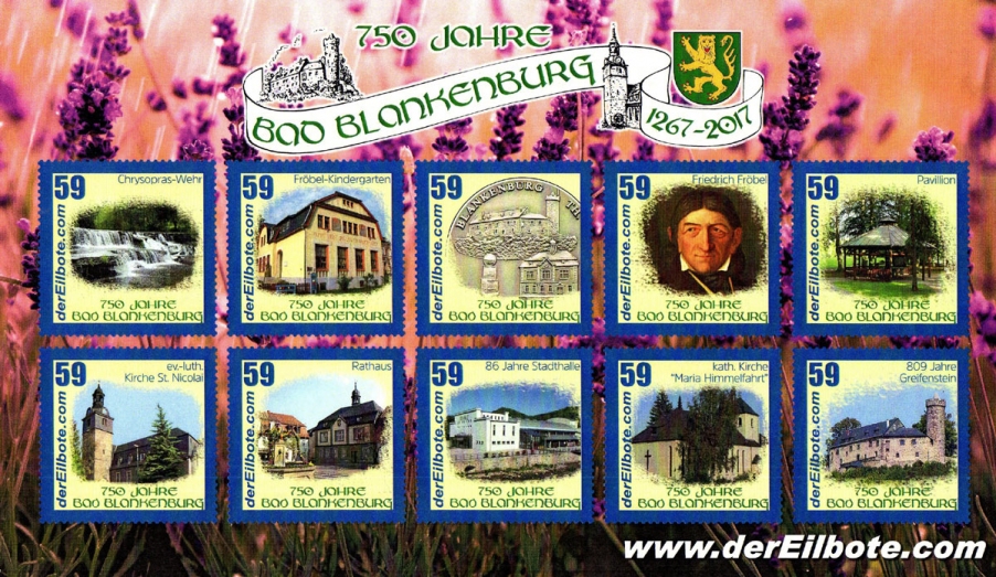 Anlsslich der 750-Jahrfeier unserer Stadt brachte der Eilbote einen Briefmarkenblock heraus.
