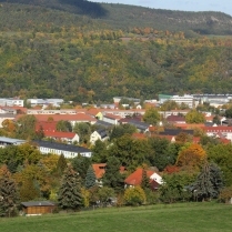 Blick vom Hainberg zur Siedlung und zum Gewerbegebiet - Bildautor: Matthias Pihan, 11.10.2022