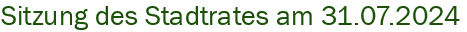 Sitzung des Stadtrates am 31.07.2024