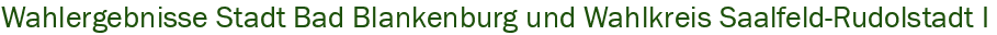 Wahlergebnisse Stadt Bad Blankenburg und Wahlkreis Saalfeld-Rudolstadt I