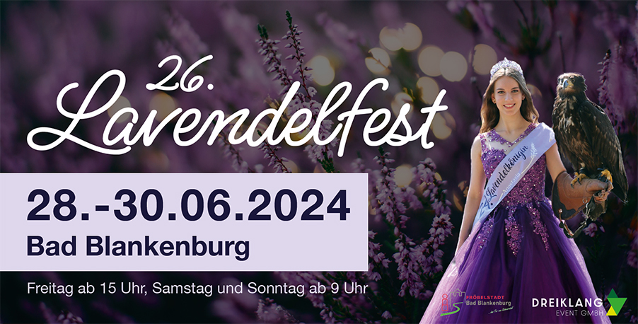 26. Lavendelfest vom 28. bis 30.06.2024 - Bildautor: Dreiklang - Foto Lavendelknigin: Roberto Burian