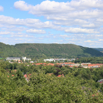 Blick vom Goldberg zur Siedlung und zum Gewerbegebiet - Bildautor: Matthias Pihan, 09.08.2023